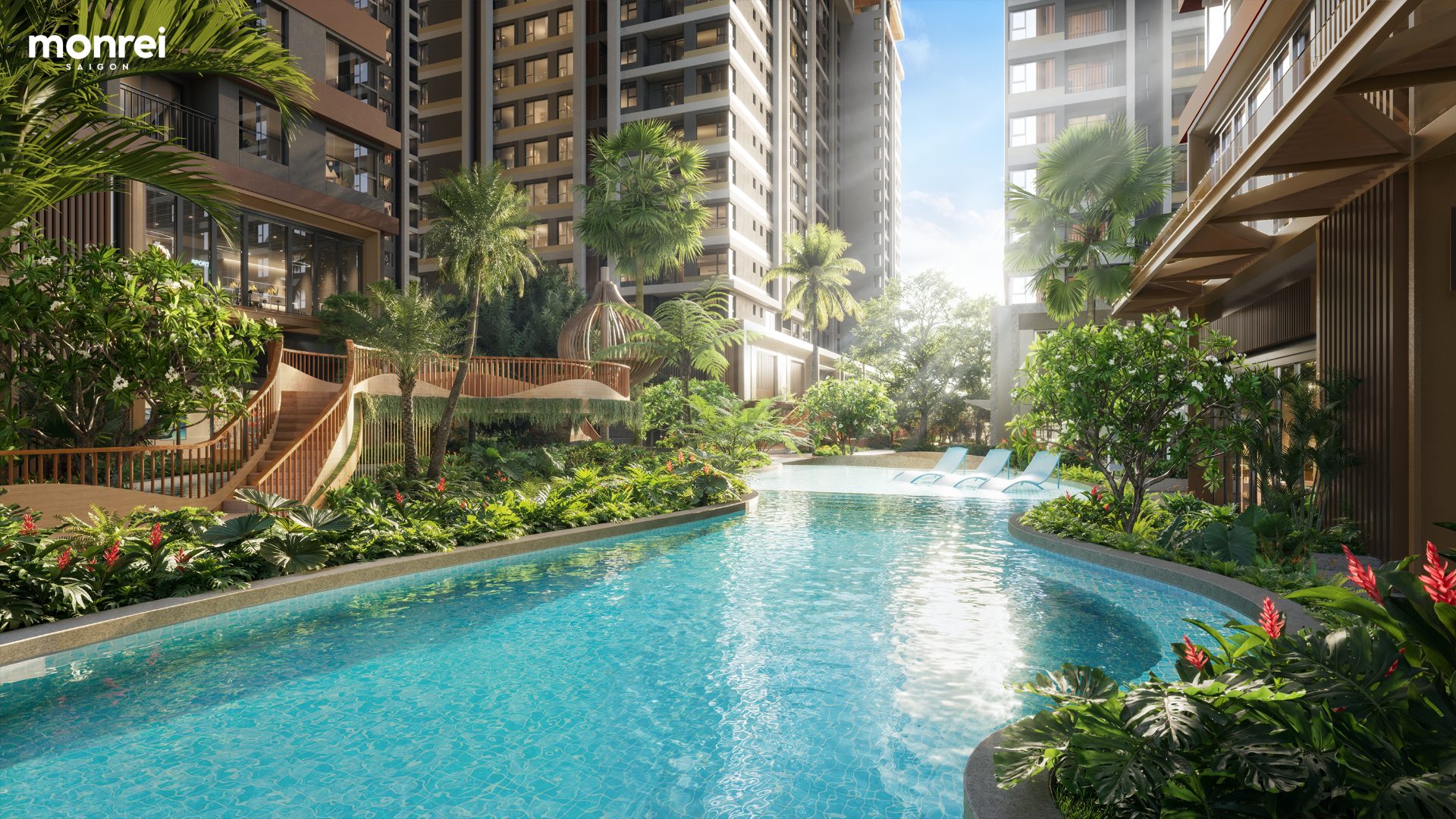Sông lười và cảnh quan nước resort nội khu Monrei Saigon
