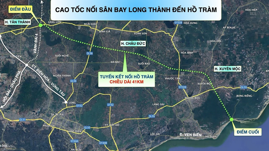 Phối cảnh cao tốc Hồ Tràm Long Thành khởi công 2026
