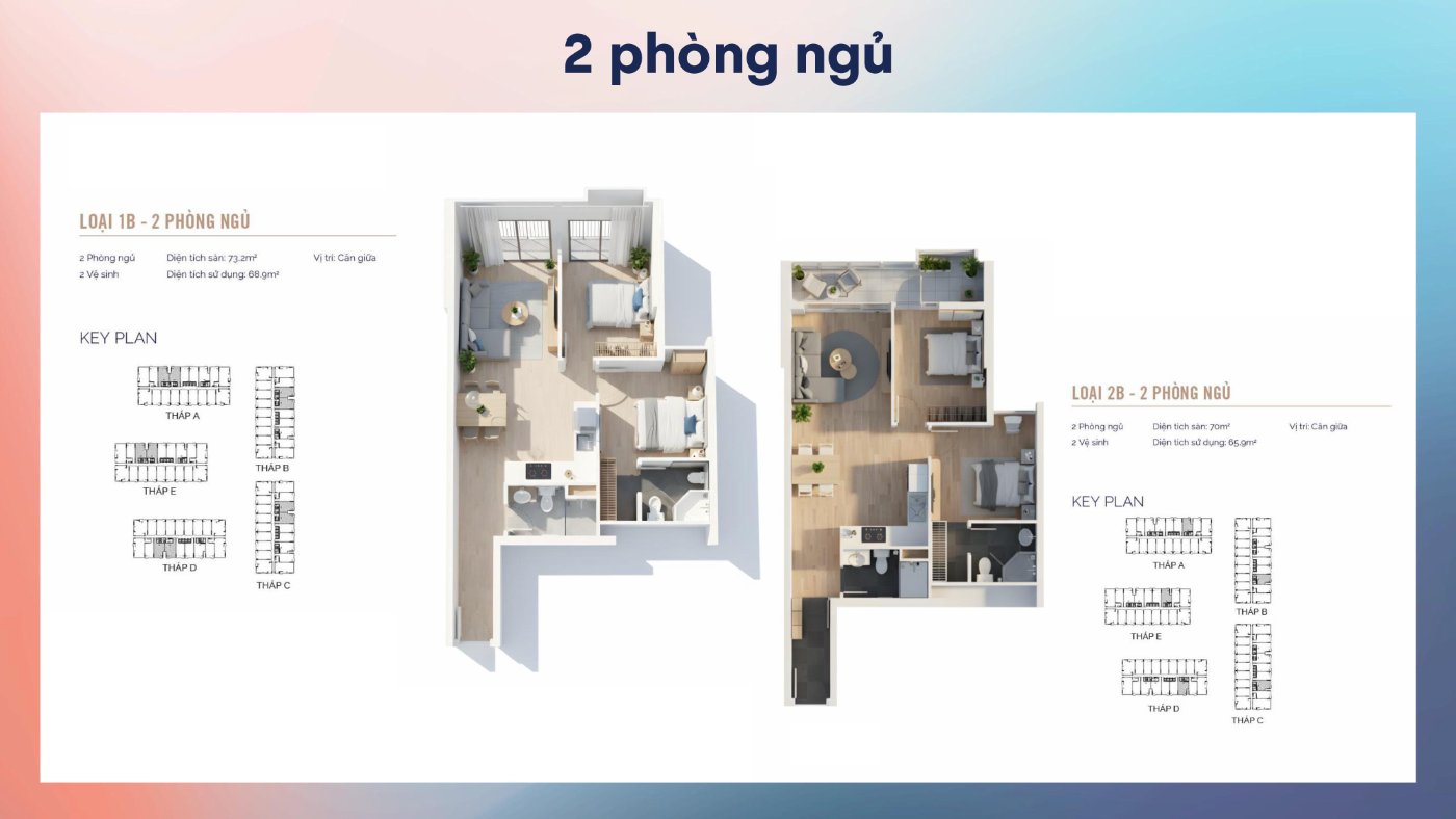Mặt bằng căn hộ 2 phòng ngủ MT Eastmark City