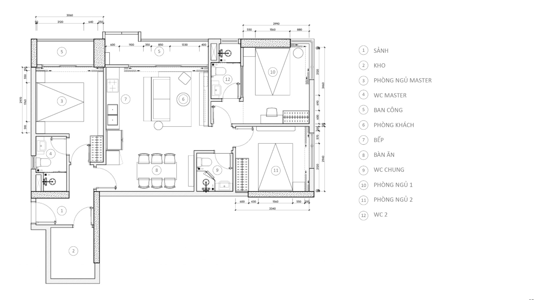 Sơ đồ bố trí layout Duokey căn D15.15 Eastmark
