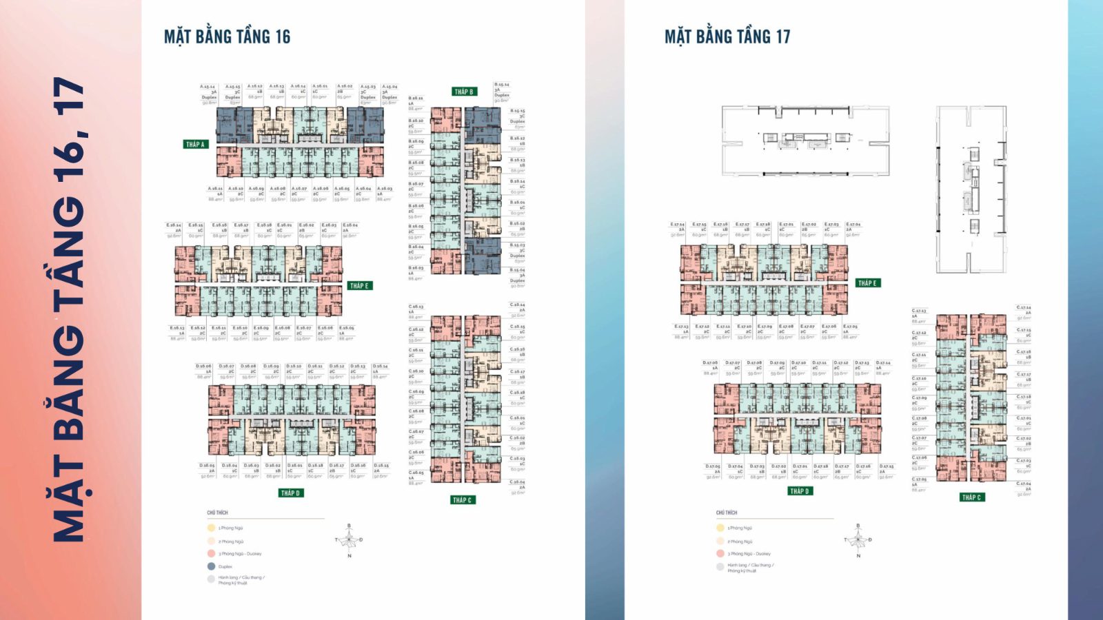 Mặt bằng tầng 16-17 căn hộ MT Eastmark City