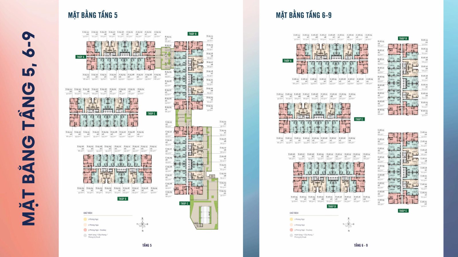 Mặt bằng tầng 5 đến 9 căn hộ MT Eastmark City