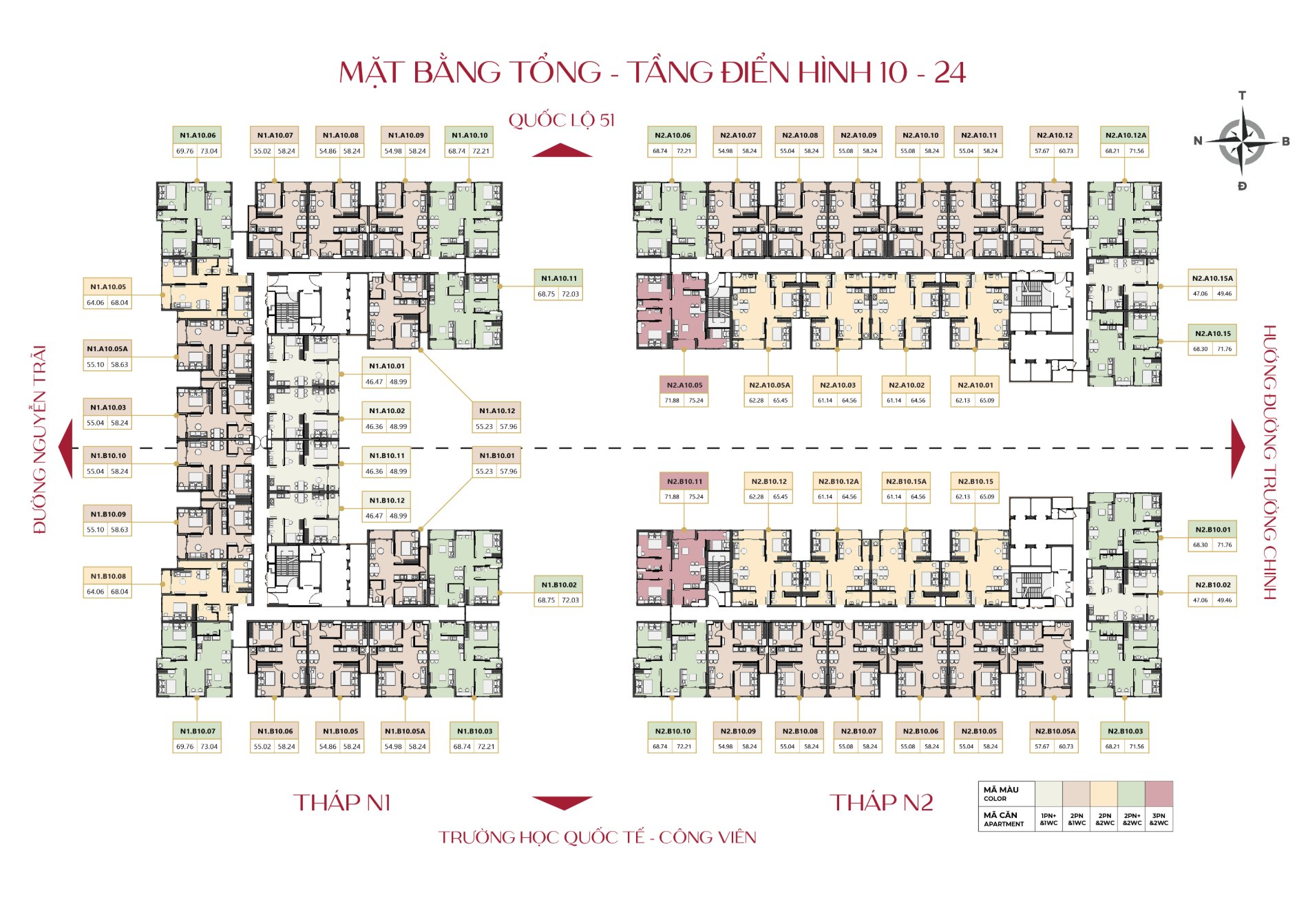 Mặt bằng tầng điển hình hai tháp N1 N2 Maison Grand