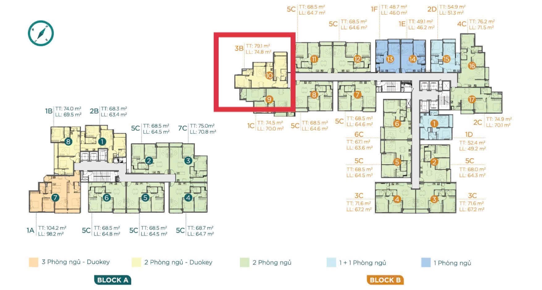 Vị trí căn góc trên mặt bằng tầng D'Lusso