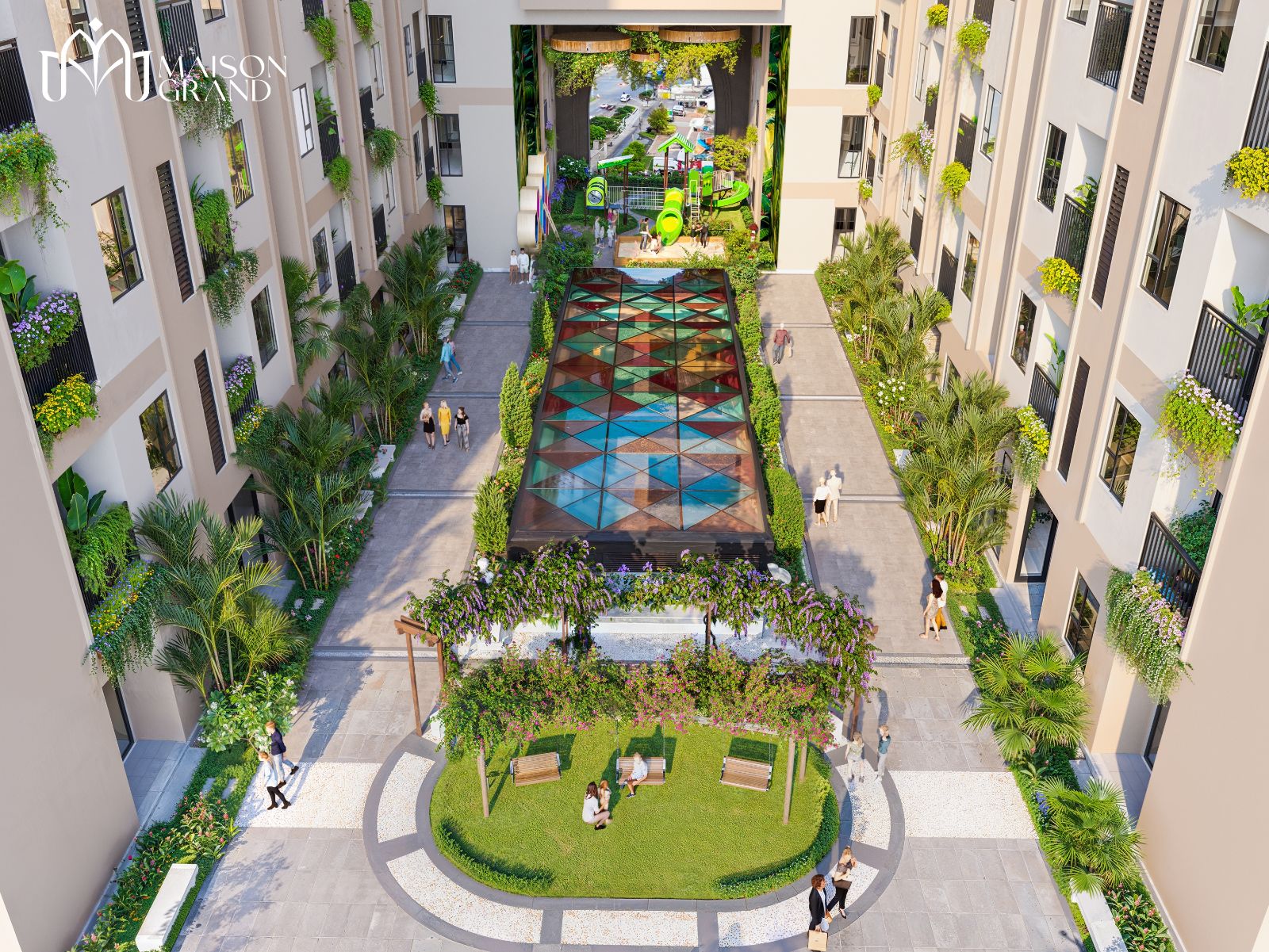 Cảnh quan nội khu Maison Grand từ trên cao