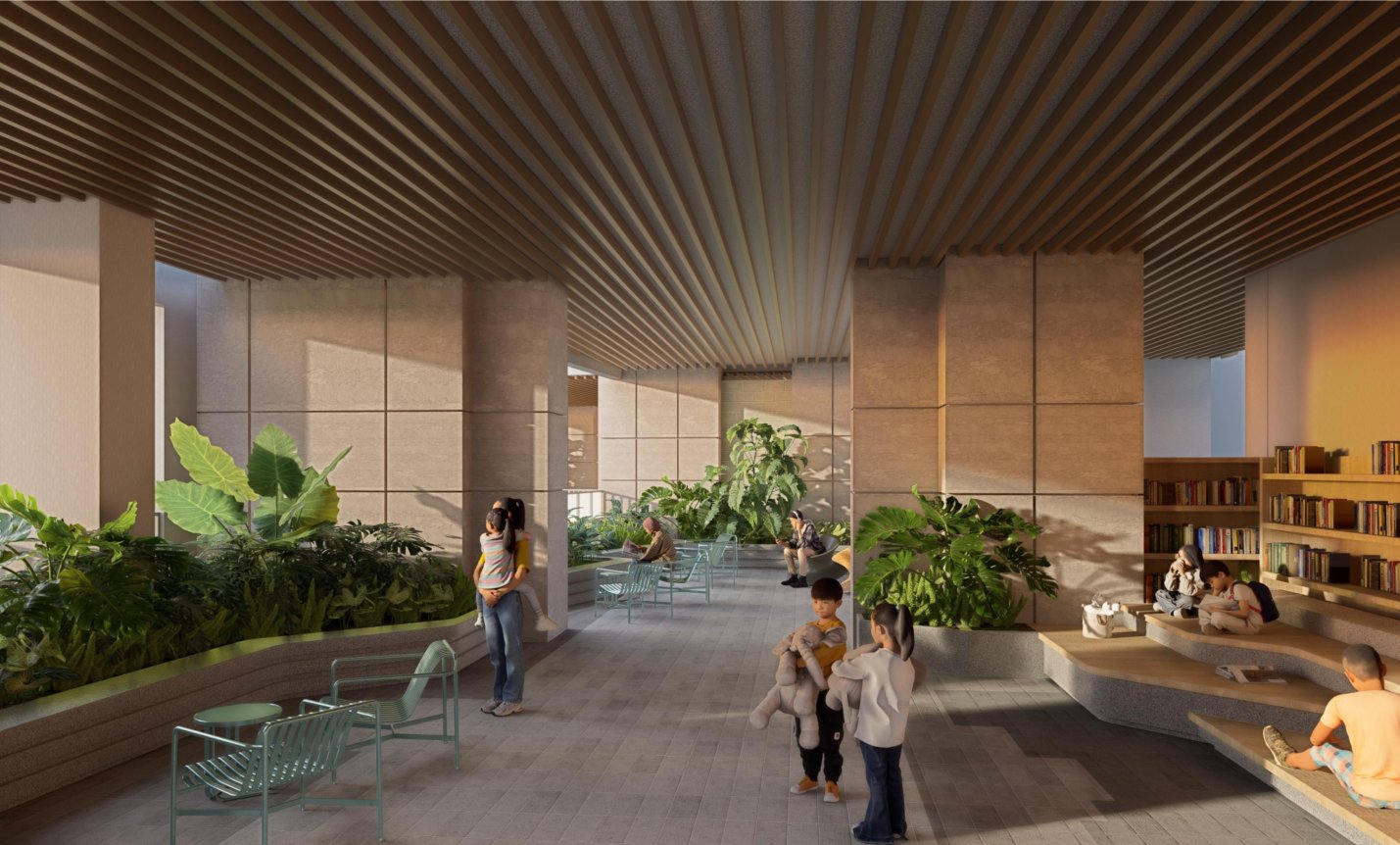 Vườn nghệ thuật và thư viện trong nhà Beacon Tower
