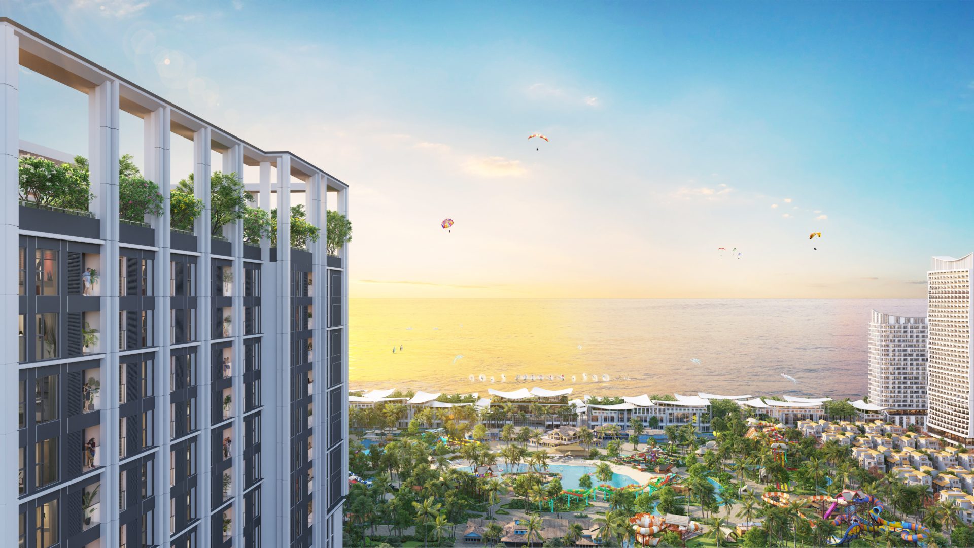 View Beacon Tower hướng ra công viên giải trí biển và Bãi Sau Vũng Tàu