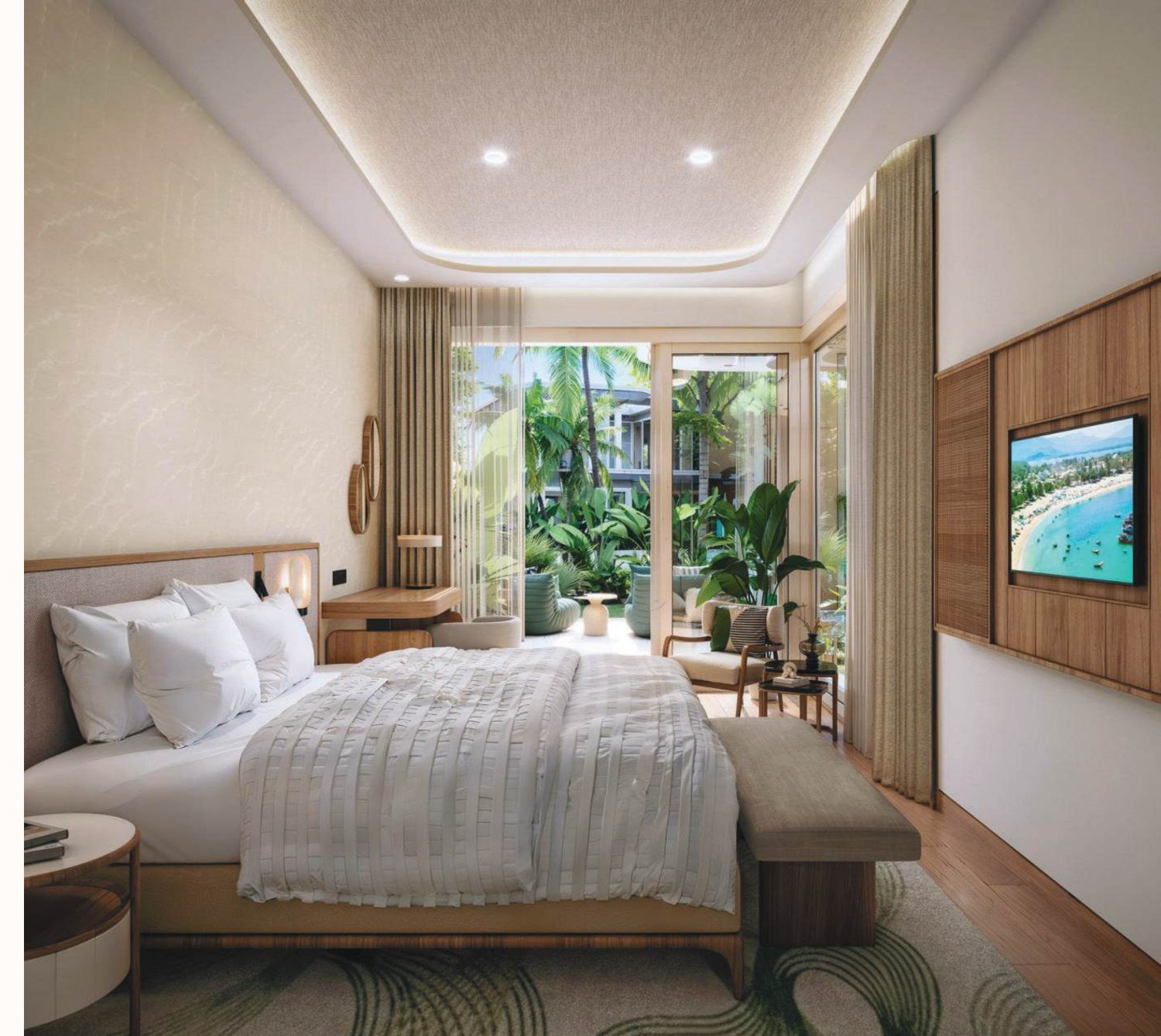 Phòng ngủ Villa Maia Hồ Tràm nội thất Fusion