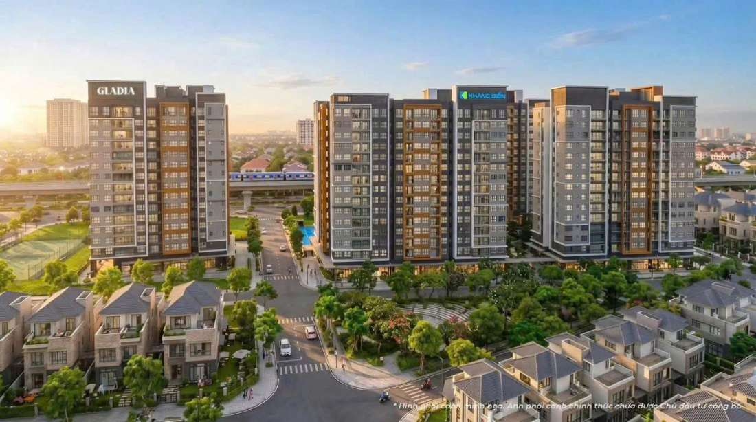 Phối cảnh khu căn hộ Gladia Heights trong khu đô thị Gladia by the Waters