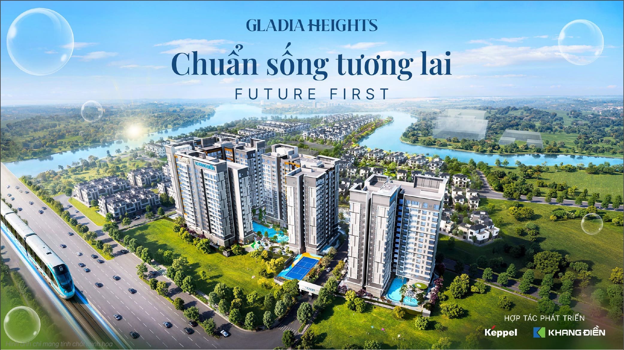 Phối cảnh Gladia Heights về đêm nhìn từ trên cao