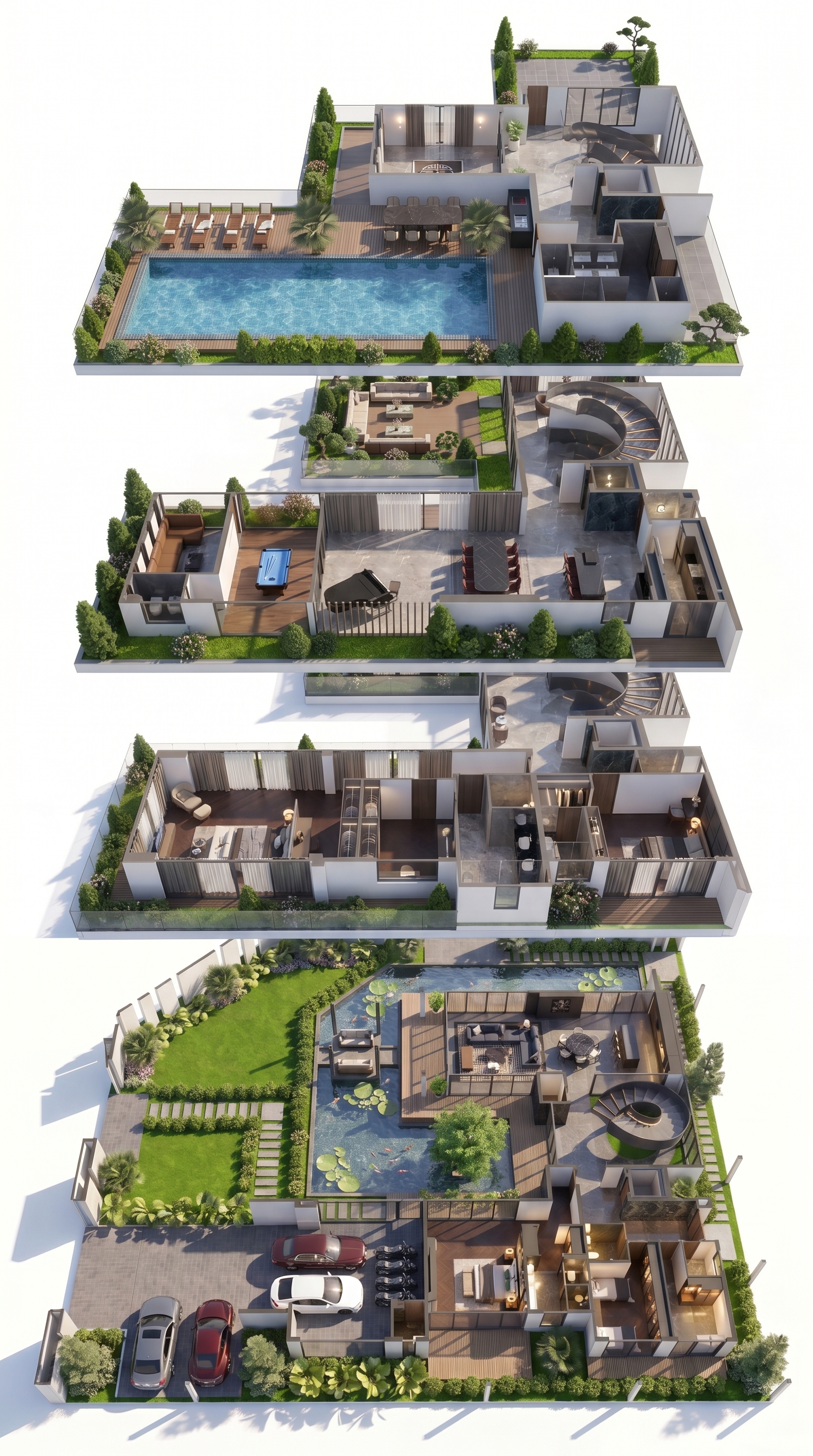 Mặt bằng 4 tầng mẫu V2 — The Collectors' 958 m² đất