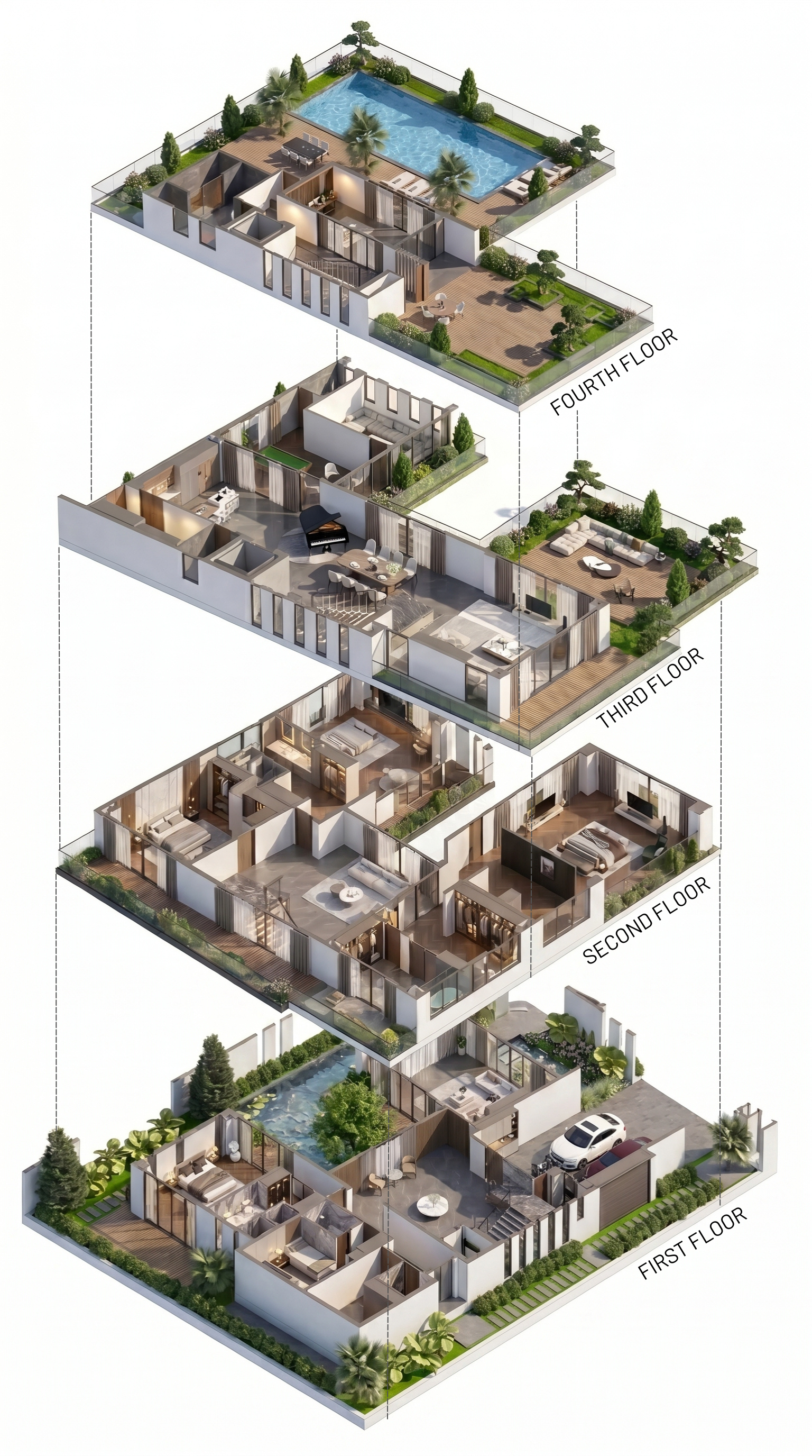 Mặt bằng 4 tầng mẫu V6 — The Collectors' 587,5 m² đất