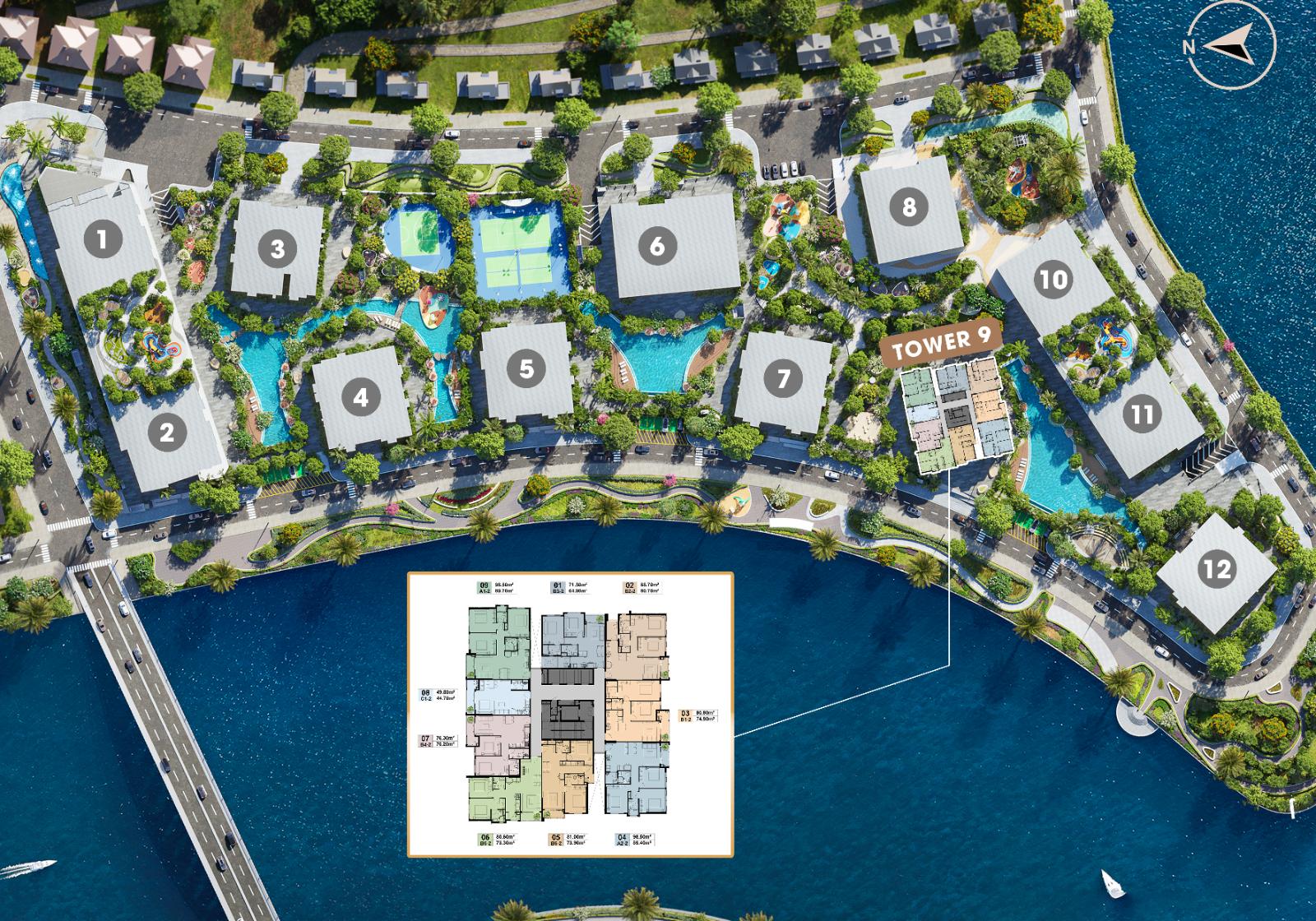 Vị trí Tower 9 trong tổng thể The Privé