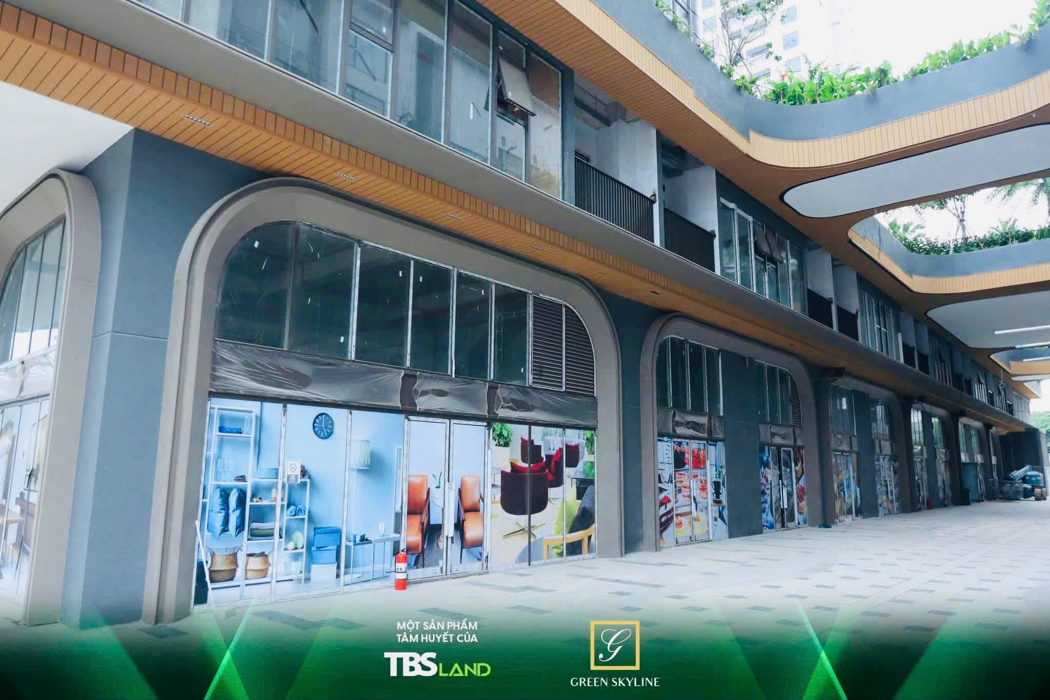 Hành lang mặt bằng shophouse Green Skyline