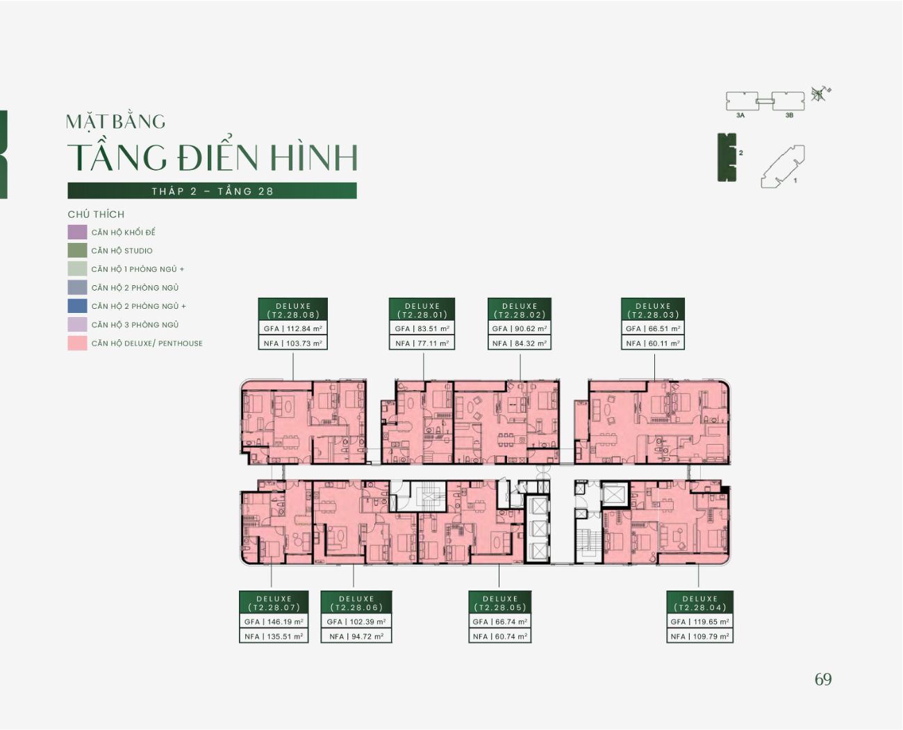 Mặt bằng tầng điển hình Tháp 2 tầng 28 Green Skyline