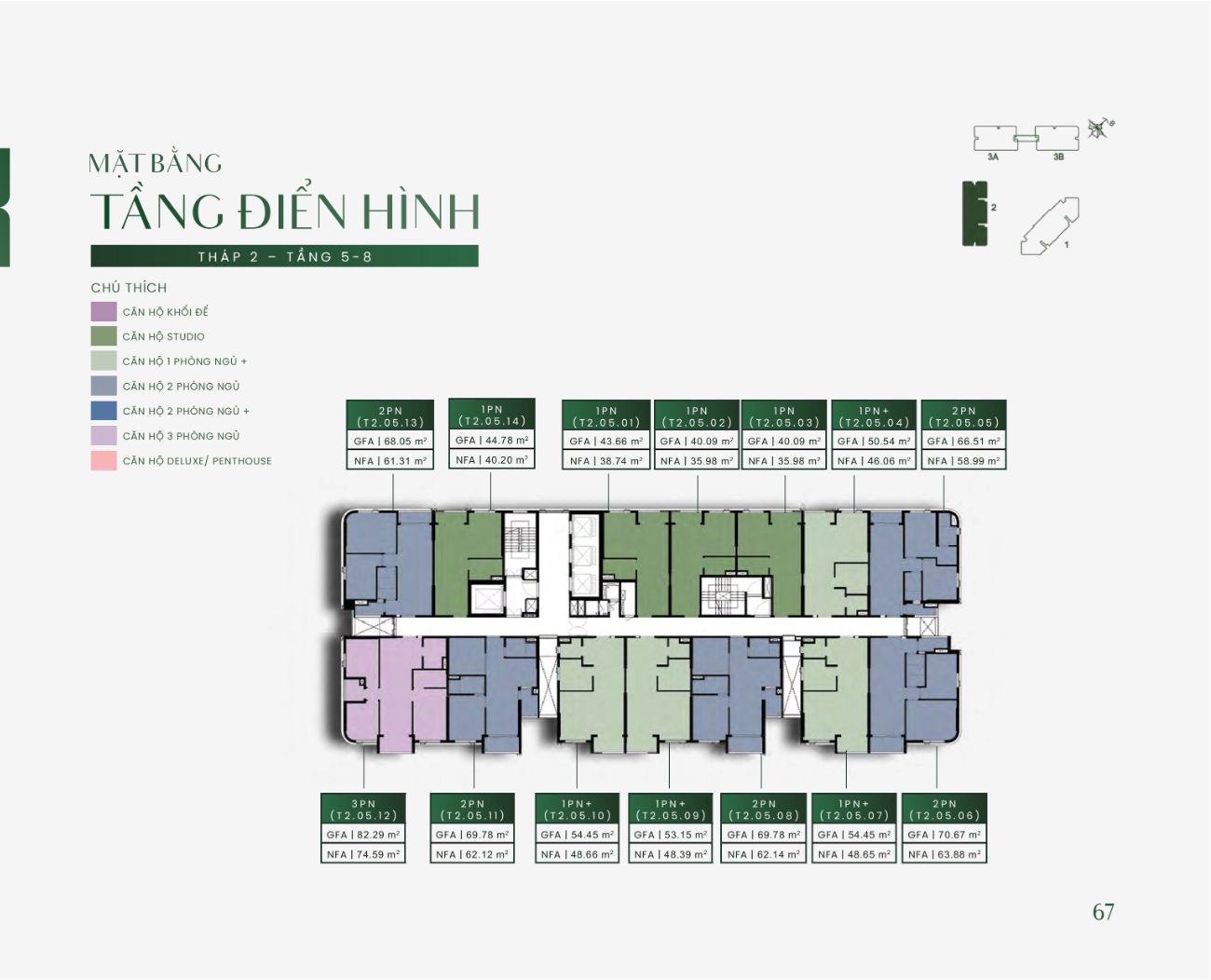 Mặt bằng tầng điển hình Tháp 2 tầng 5-8 Green Skyline