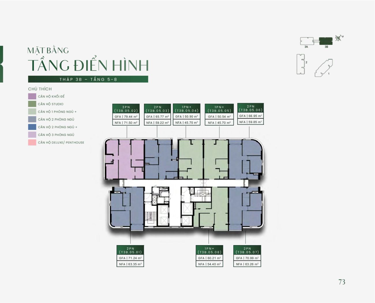 Mặt bằng tầng điển hình Tháp 3B tầng 5-8 Green Skyline