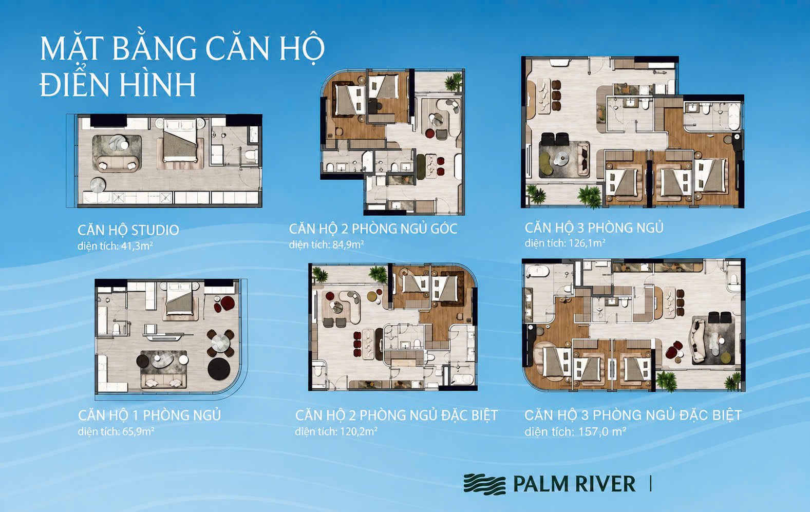 Mặt bằng các loại căn hộ điển hình Palm River