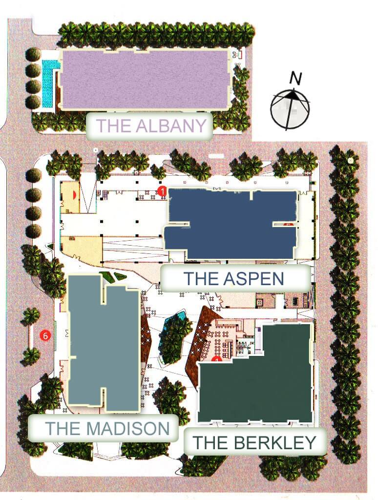Sơ đồ 4 tòa tháp Gateway Thảo Điền: Madison, Aspen, Berkley, Albany
