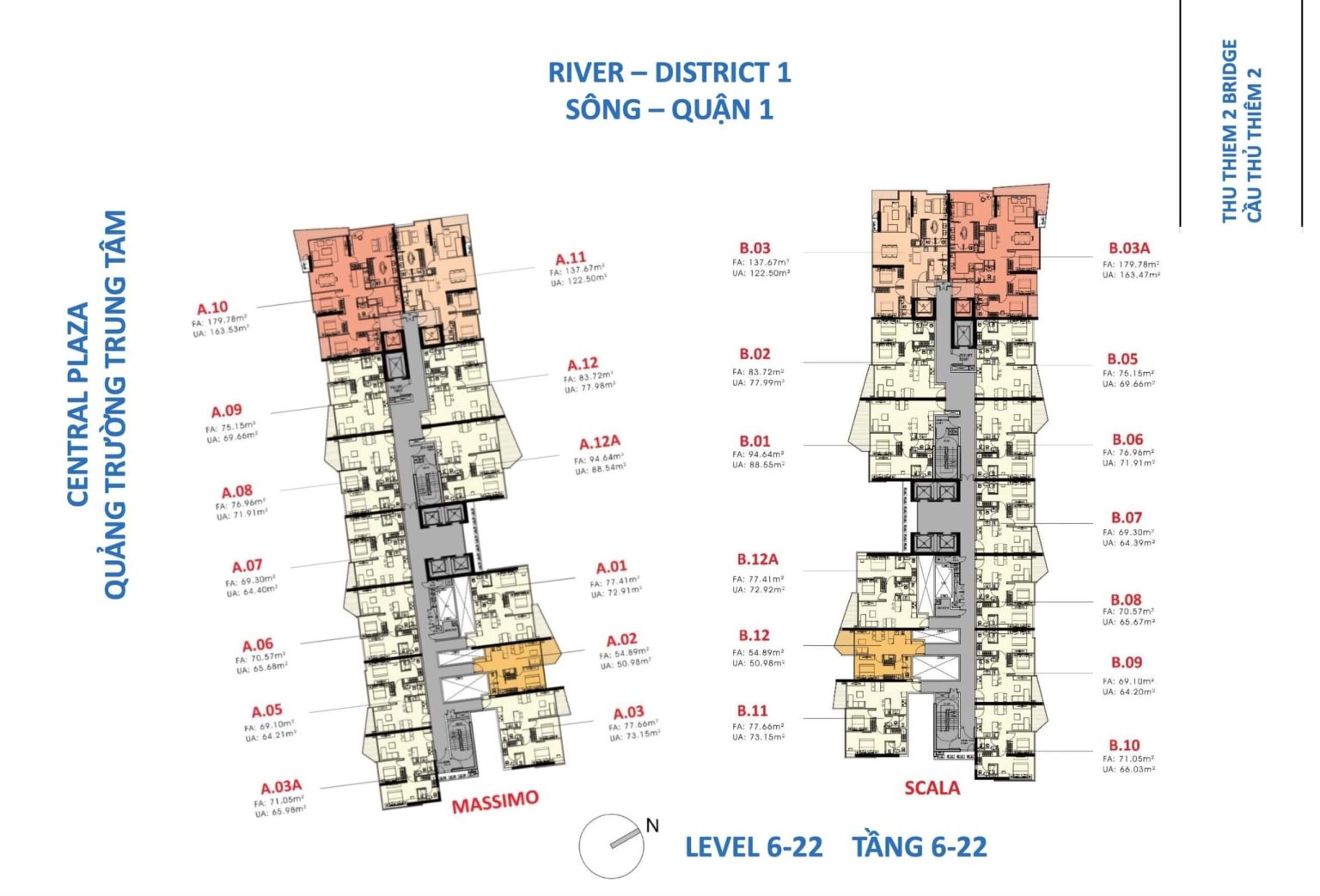 Vị trí căn B.12 trên mặt bằng tầng điển hình The Opera Residence