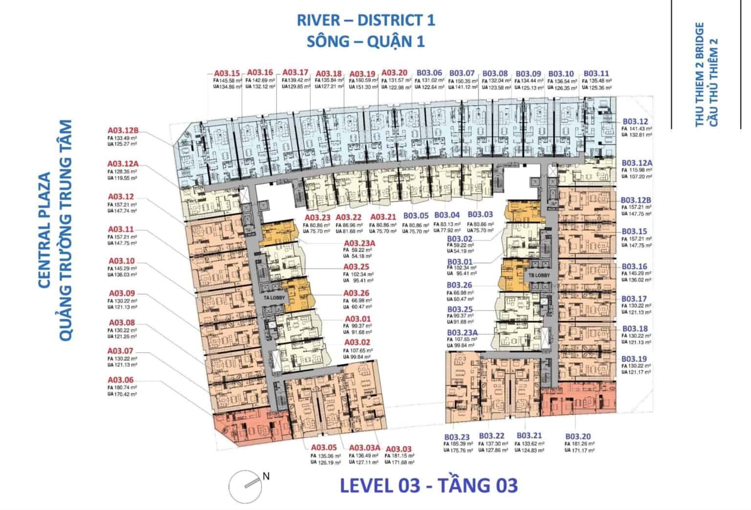 Vị trí căn B.16 trên mặt bằng tầng 3 The Opera Residence