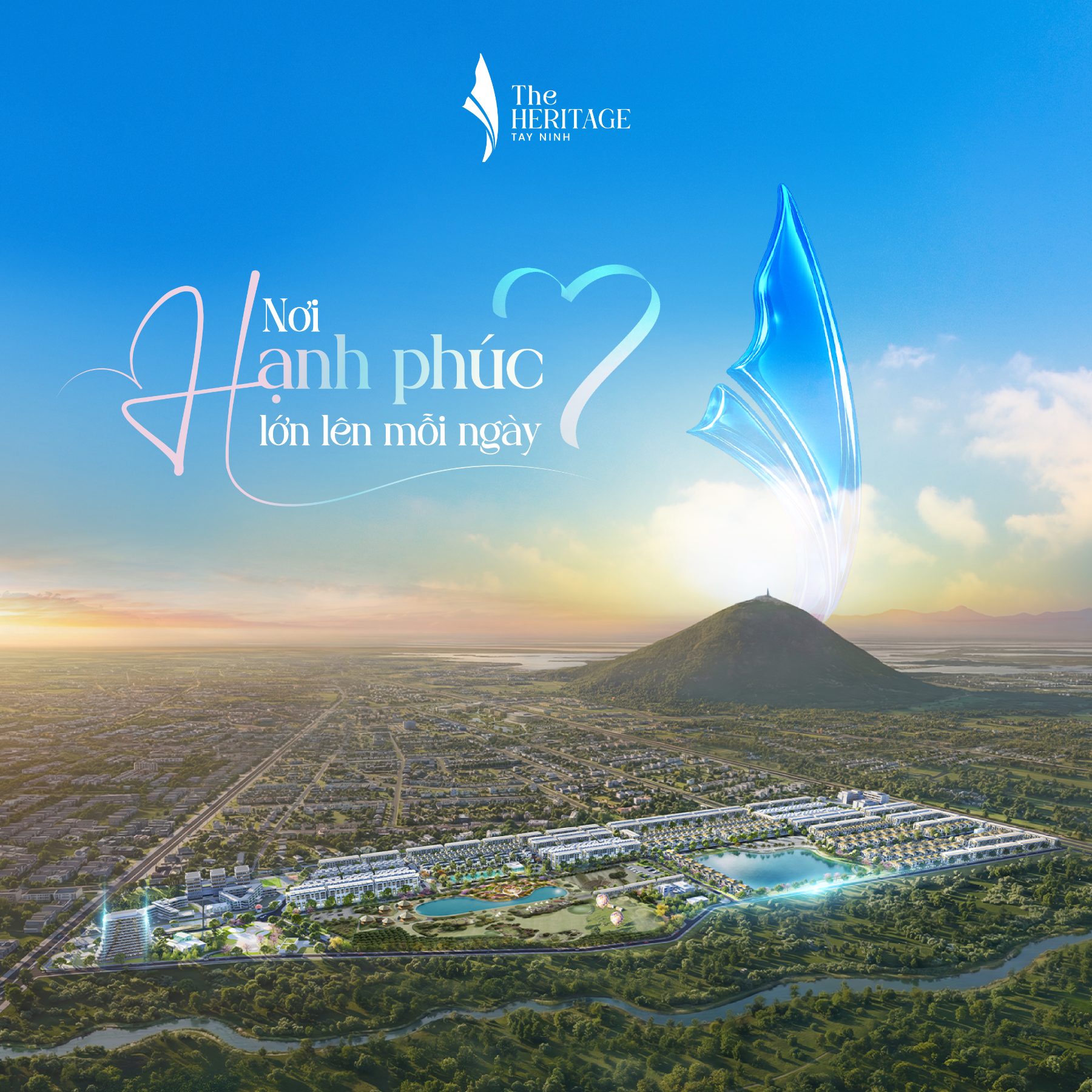 Phối cảnh The Heritage Tây Ninh với núi Bà Đen phía sau