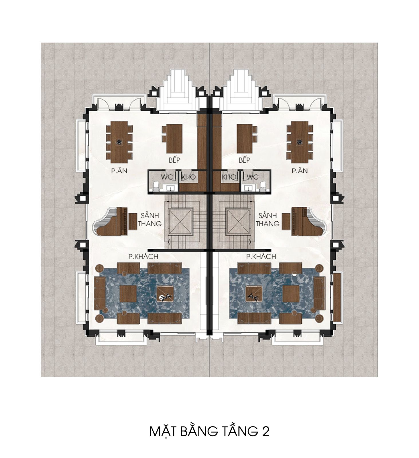 Mặt bằng Tầng 2 Biệt thự song lập · 288 m² The Heritage Tây Ninh