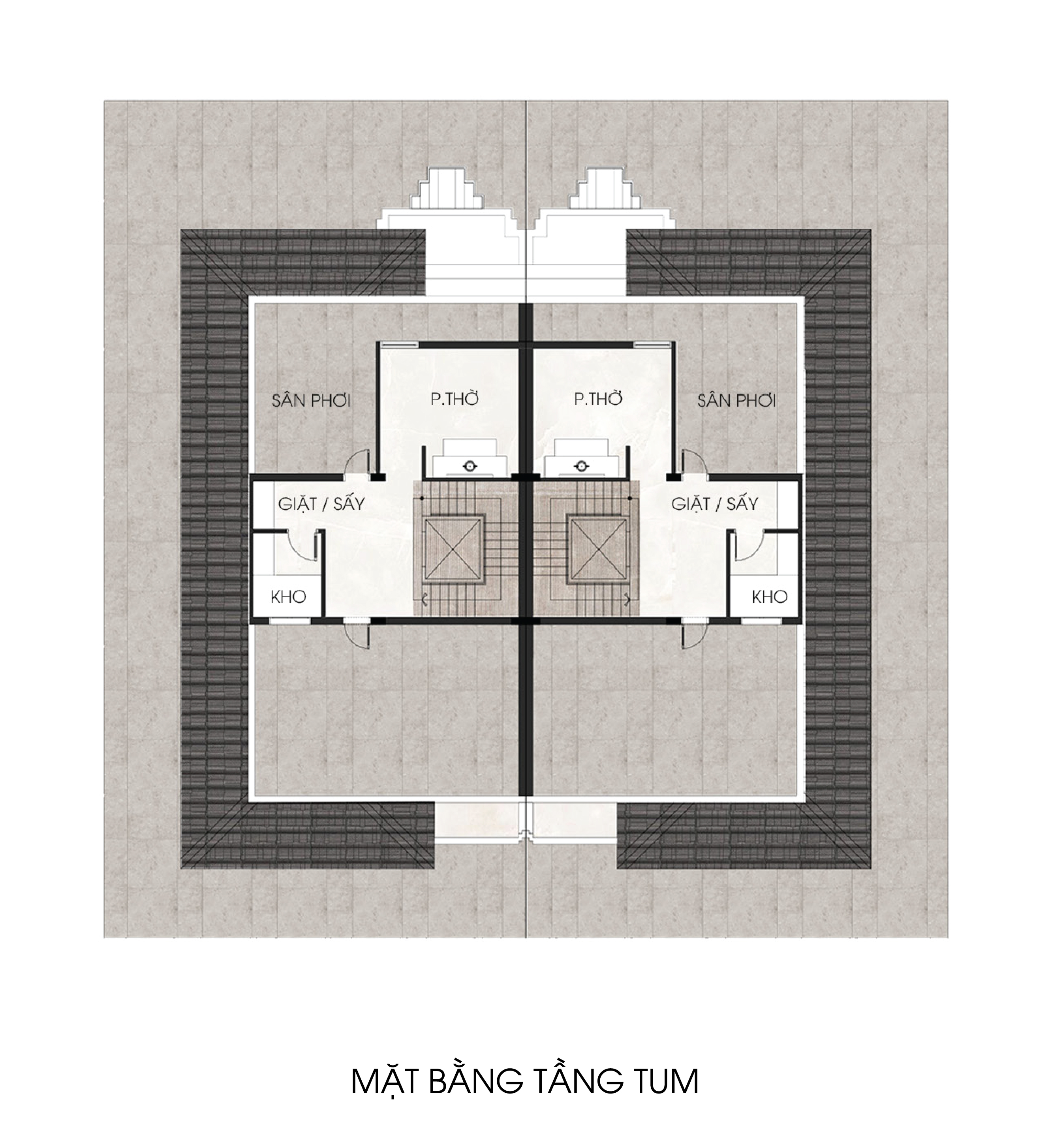 Mặt bằng Tầng tum Biệt thự song lập · 288 m² The Heritage Tây Ninh