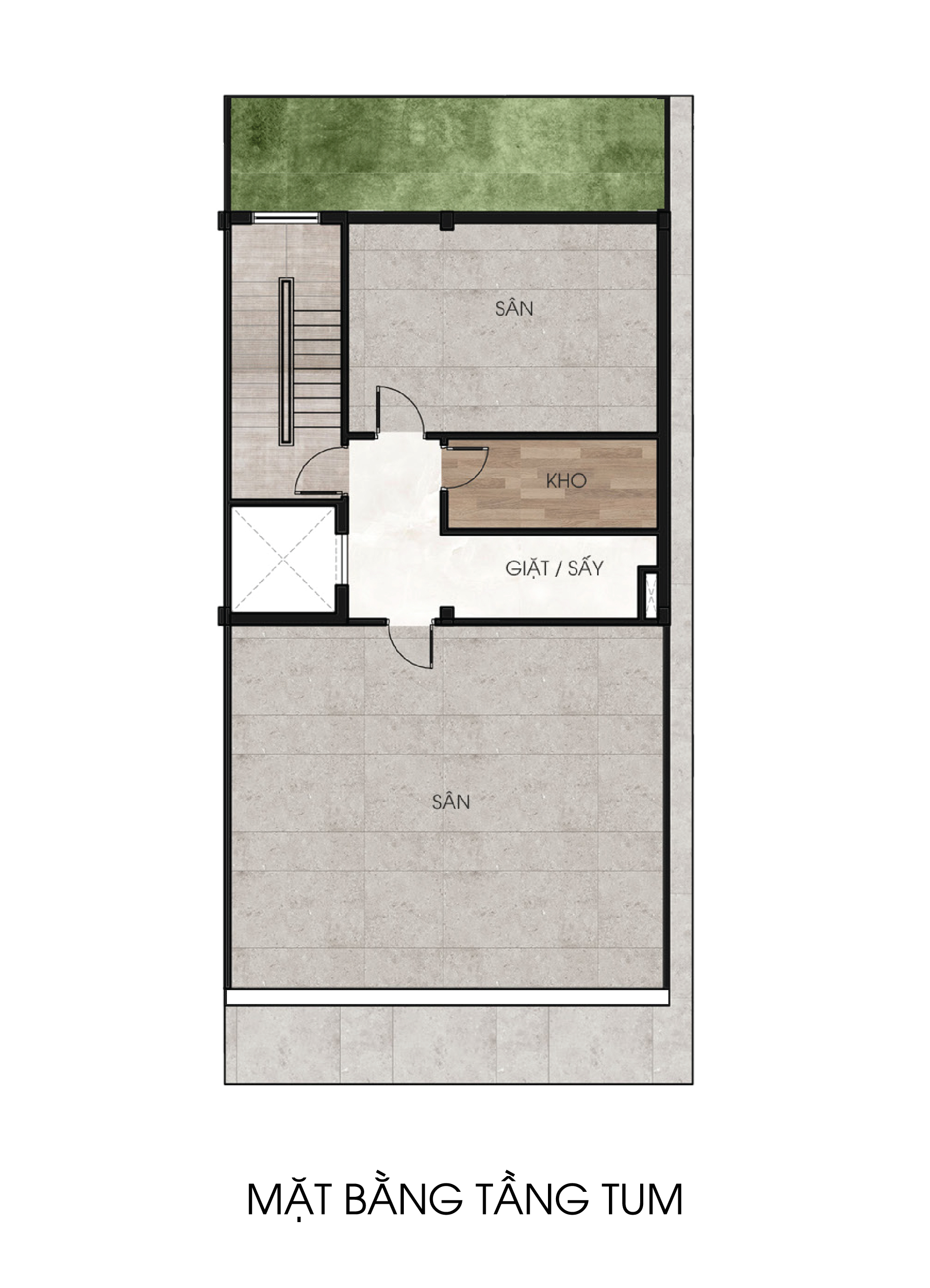 Mặt bằng Tầng tum Shophouse 5 tầng · 102 m² The Heritage Tây Ninh