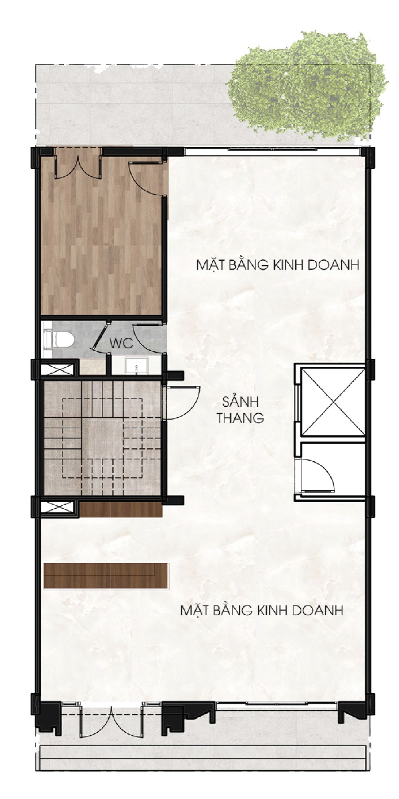 Mặt bằng Tầng 1 Shophouse 5 tầng · 136 m² The Heritage Tây Ninh