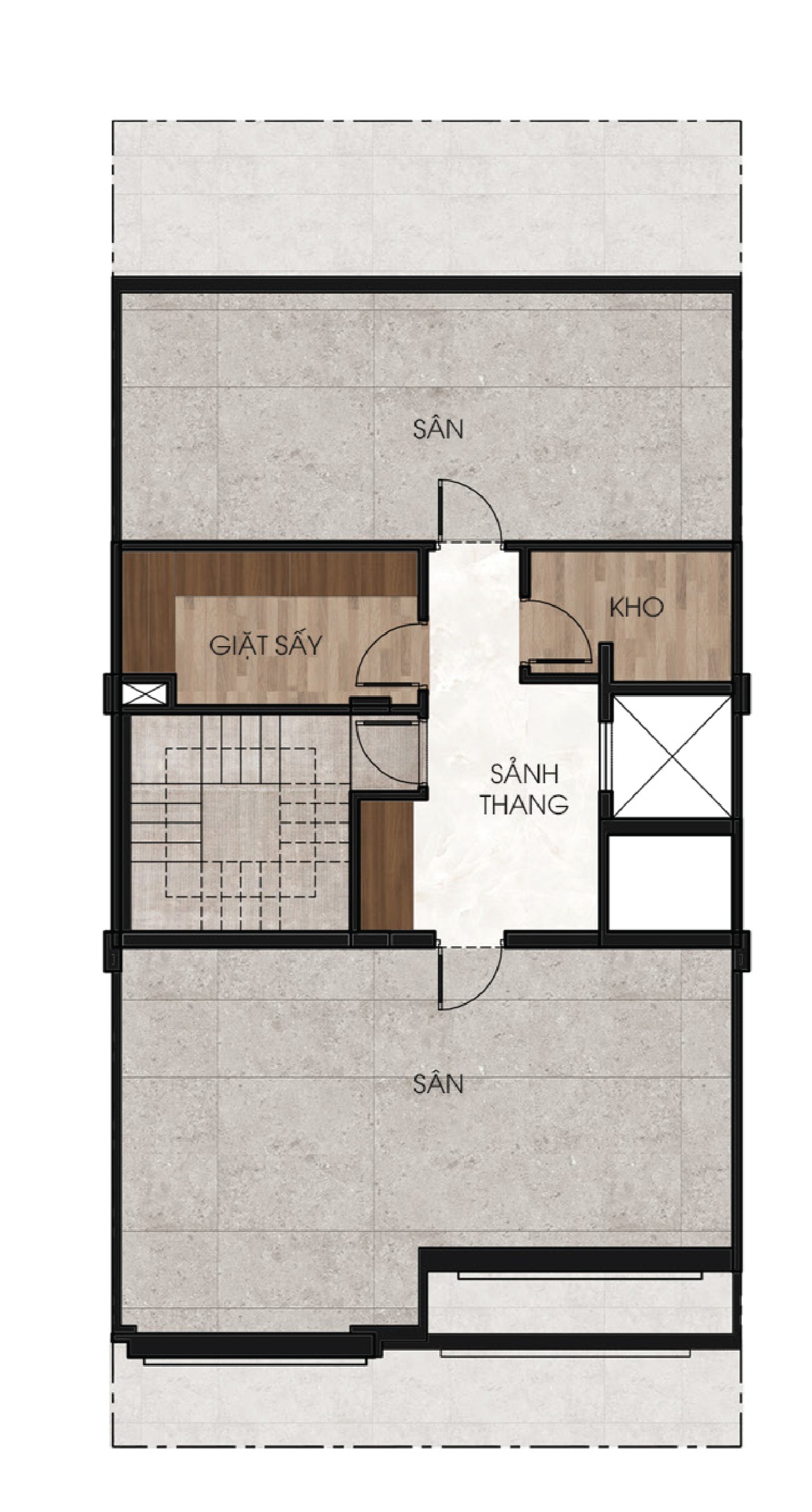 Mặt bằng Tầng tum Shophouse 5 tầng · 136 m² The Heritage Tây Ninh