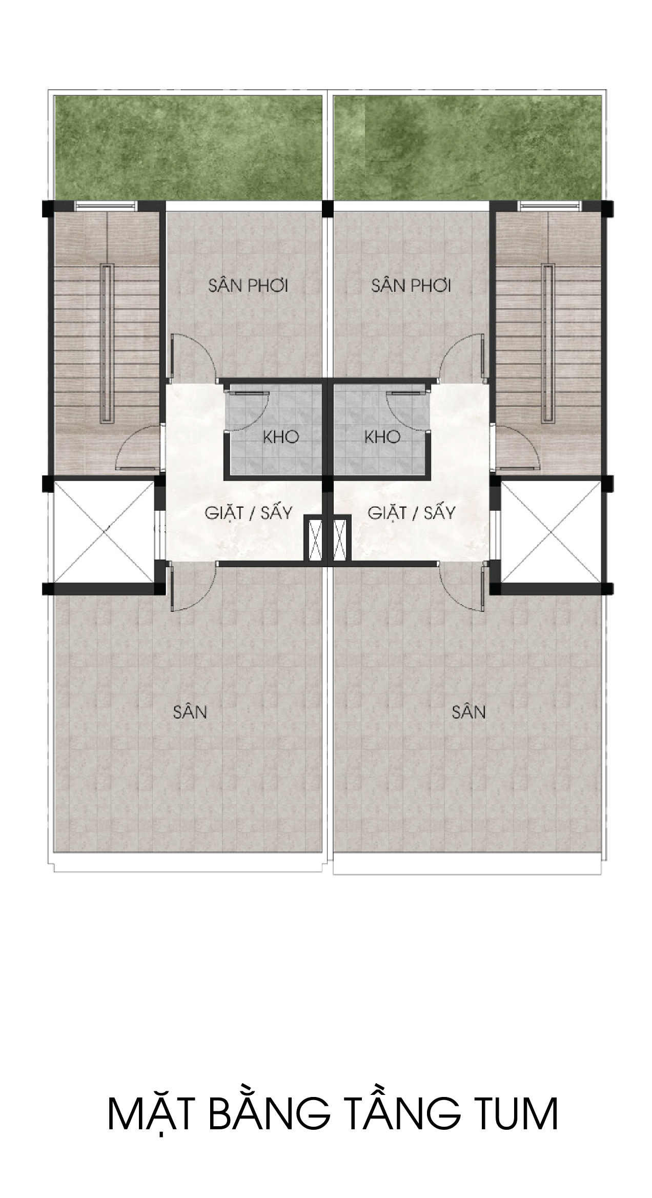 Mặt bằng Tầng tum Shophouse 5 tầng · 75 m² The Heritage Tây Ninh