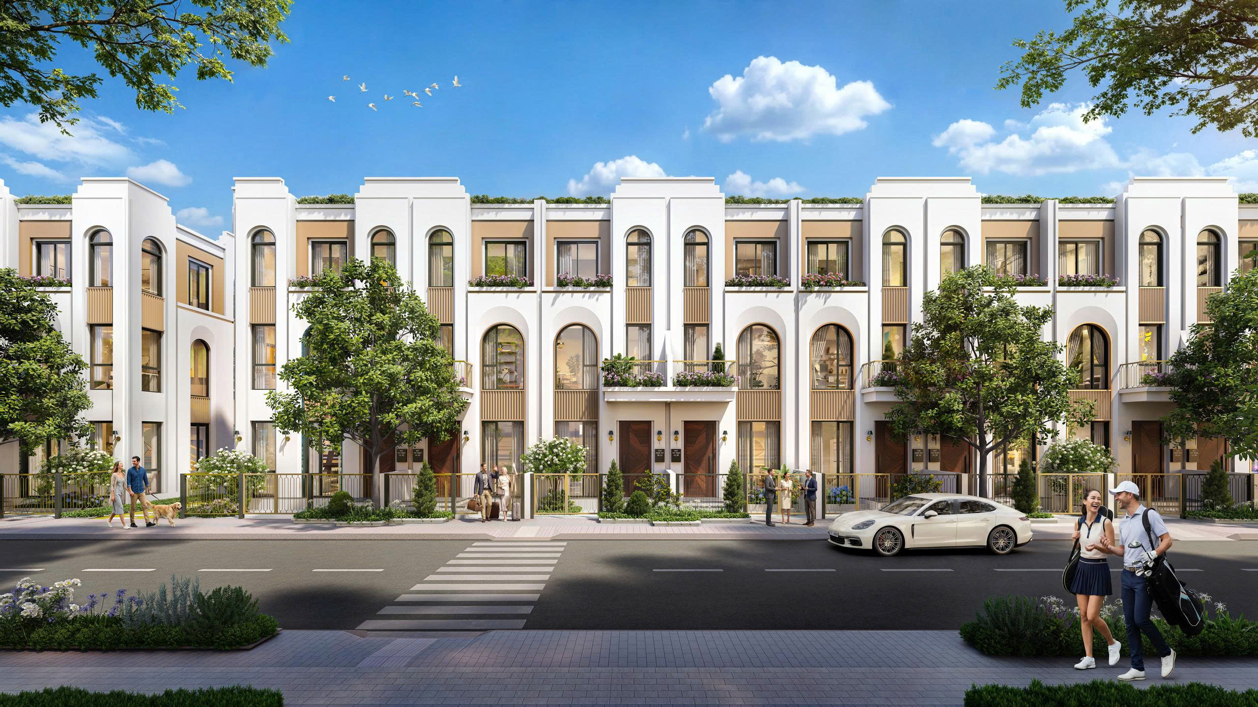 Phối cảnh dãy nhà phố liền kề 3 tầng The Heritage Tây Ninh