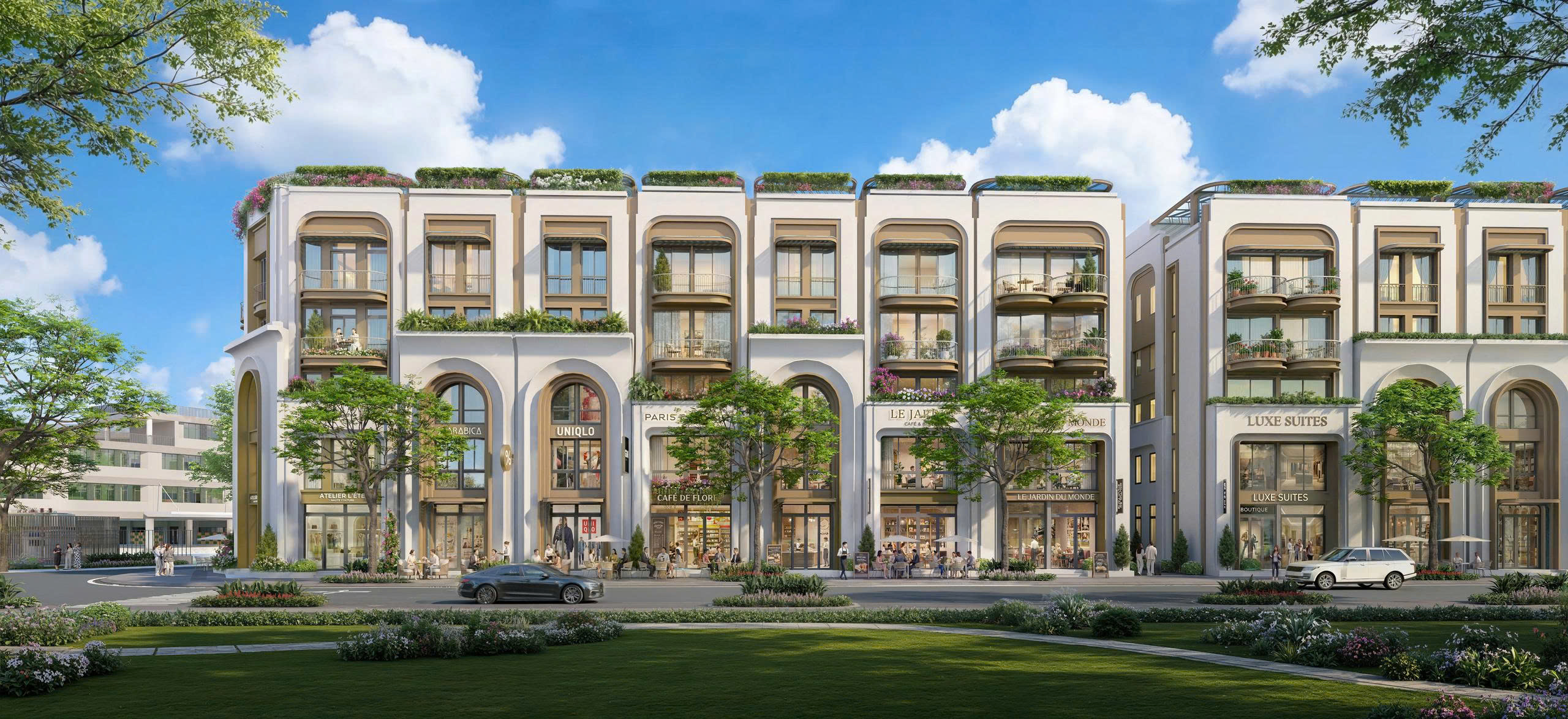 Phối cảnh dãy shophouse 5 tầng The Heritage Tây Ninh